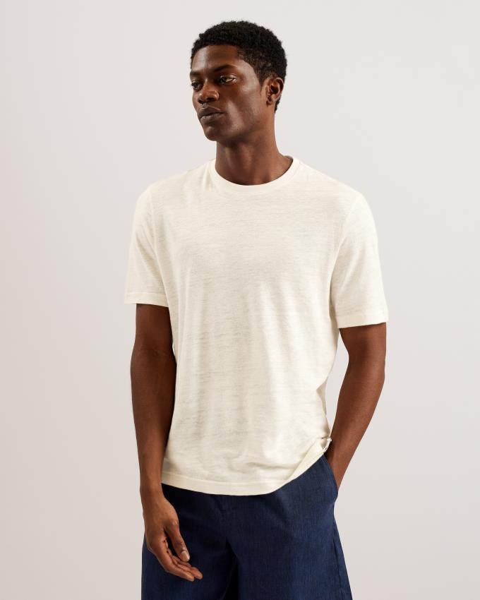 T-Shirt Ted Baker Regular Fit Short Sleeve Linen Grise Homme | DYK-69881780